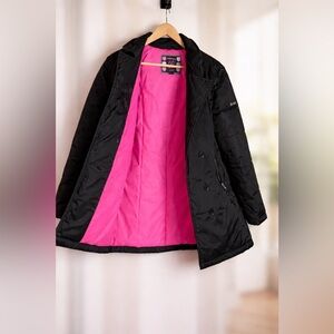 Bubblegum Black Puffer Coat with Pink Lining